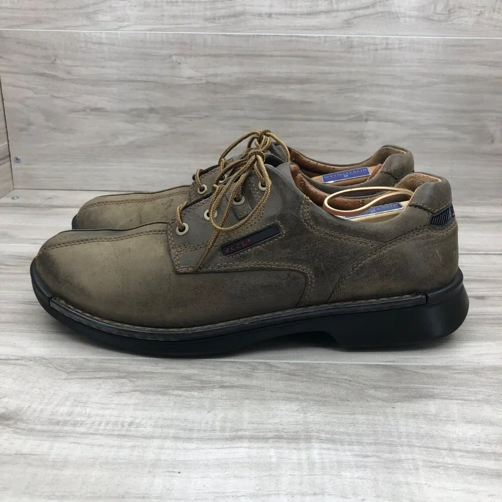 Ecco Shoes Mens EU 45 Brown Nubuck Leather Lace Up Derby Casual Shoes